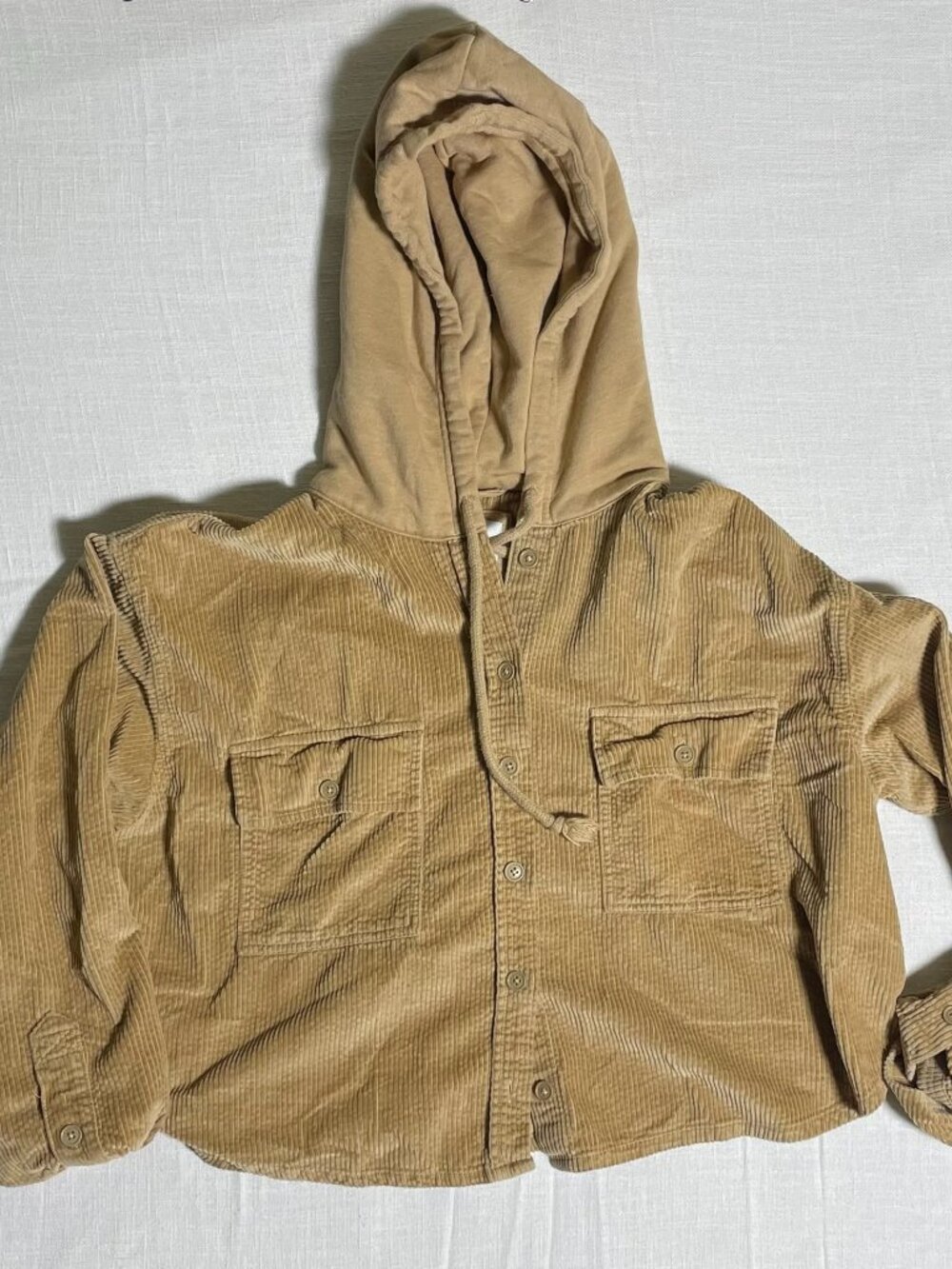 Womens American Eagle Gold Hooded Cropped Jacket (Size XL)